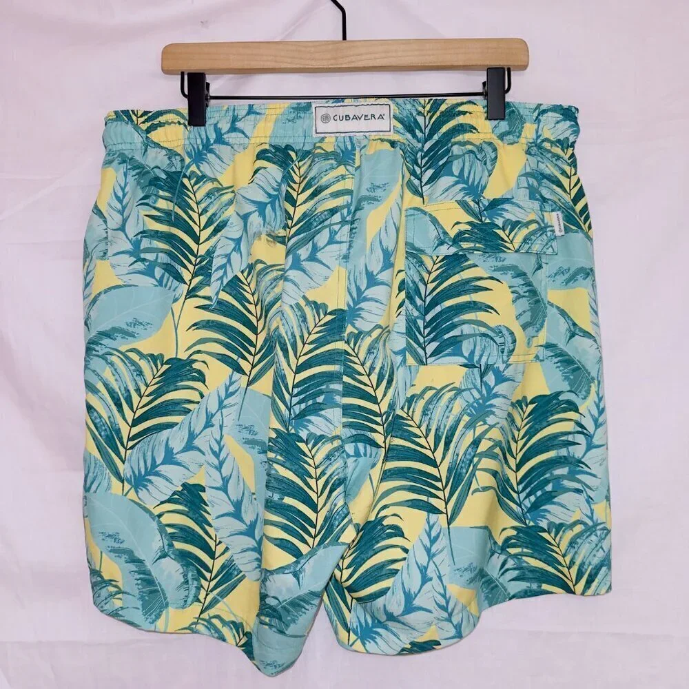 Men's Cubavera Tropical Floral Print Mesh Liner 7'' Inseam Swim Trunks size XL